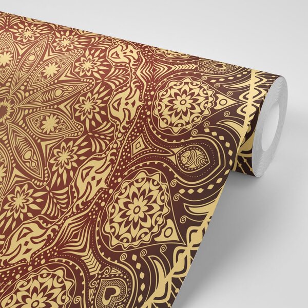 Carta da parati – Mandala decorativa bordeaux con pizzo