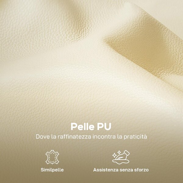 DecHome Divano 2 Posti Moderno in Ecopelle Dimensioni 136x81x90 cm colore Beige