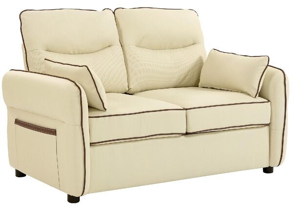 DecHome Divano 2 Posti Moderno in Ecopelle Dimensioni 136x81x90 cm colore Beige