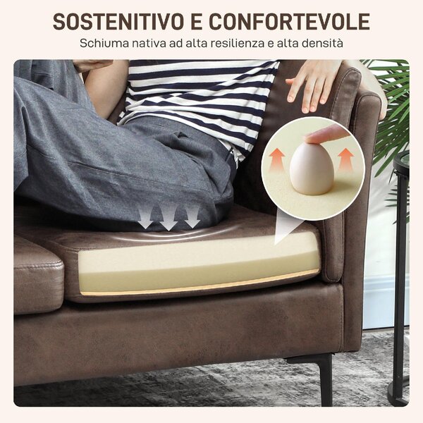DecHome Divano 2 Posti Moderno in Ecopelle Dimensioni 137x72x88 cm colore Marrone Scuro