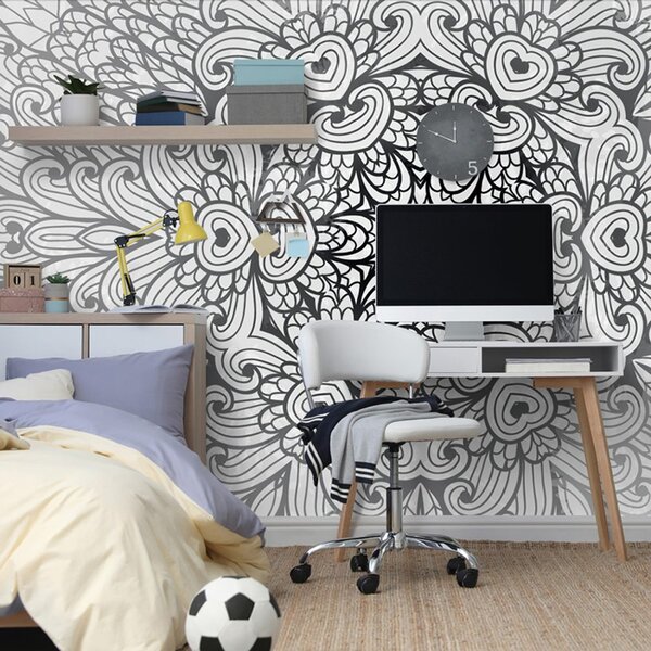 Carta da parati – Mandala etnica in bianco e nero