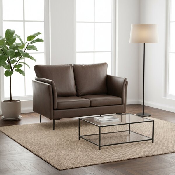 DecHome Divano 2 Posti Moderno in Ecopelle Dimensioni 137x72x88 cm colore Marrone Scuro