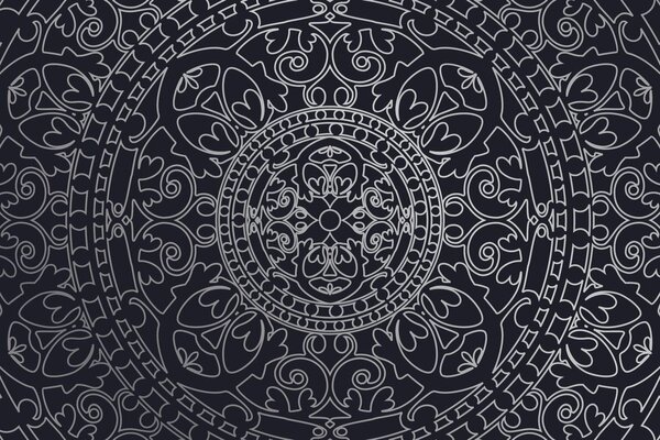Carta da parati – Ornamento orientale in bianco e nero