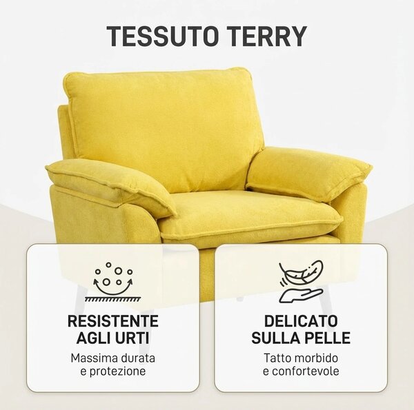 DecHome Divano 2 Posti Moderno in Tessuto Dimensioni 130x77x84 cm colore Giallo