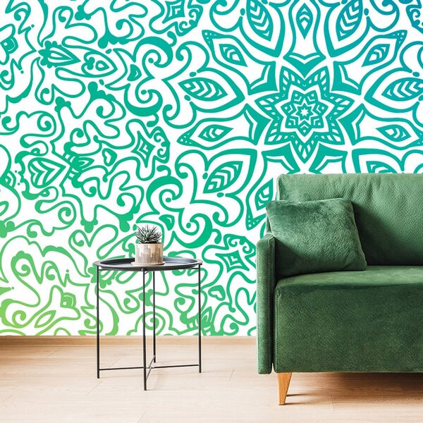 Carta da parati – Mandala blu-verde