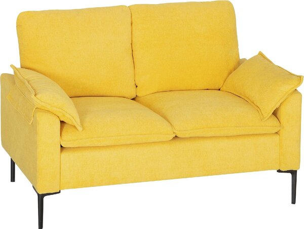 DecHome Divano 2 Posti Moderno in Tessuto Dimensioni 130x77x84 cm colore Giallo