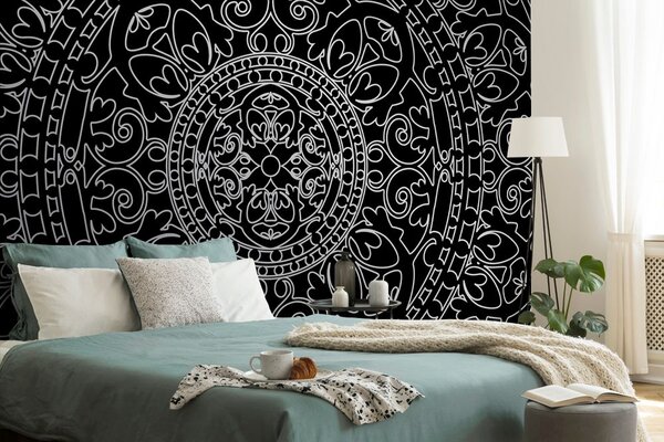 Carta da parati – Ornamento orientale in bianco e nero