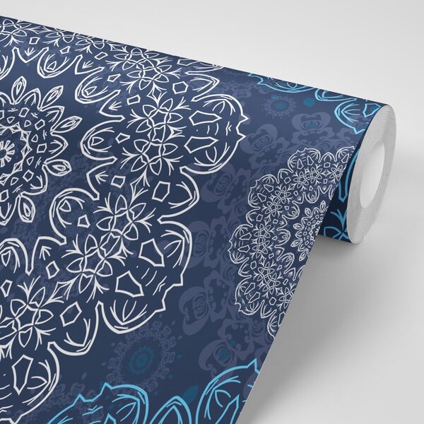 Carta da parati – Mandala blu con motivo astratto