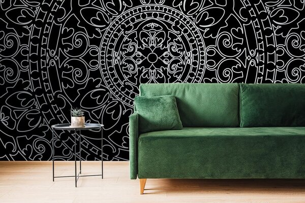 Carta da parati – Ornamento orientale in bianco e nero