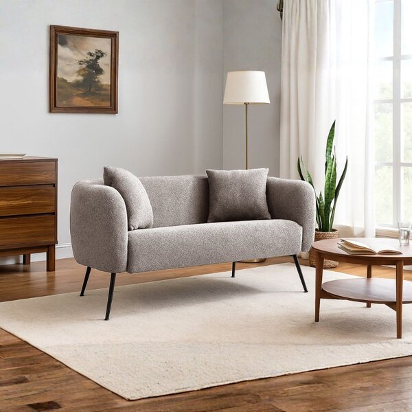 DecHome Divano 2 Posti Moderno in Tessuto Dimensioni 141x70x74 cm colore Taupe - Nuvia