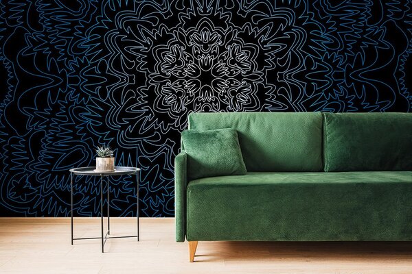 Carta da parati – Mandala ornamentale su sfondo nero