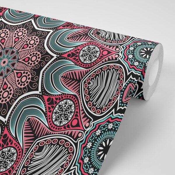Carta da parati – Mandala indiano con motivo floreale