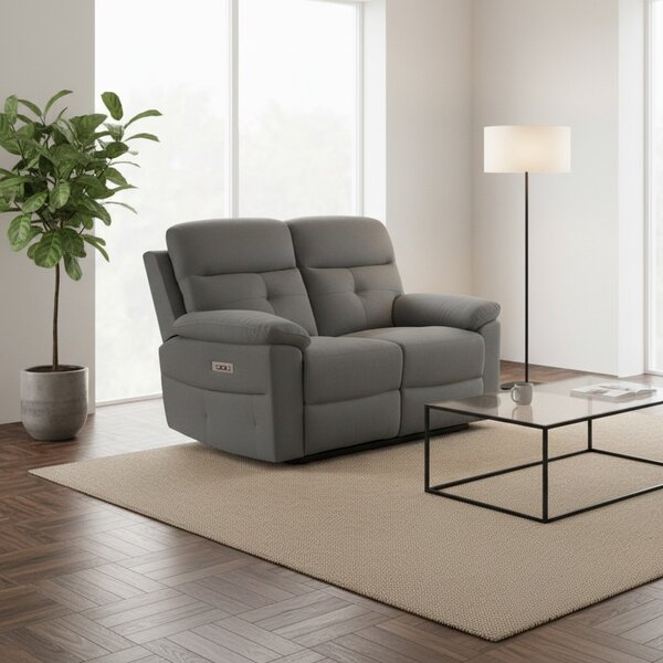 DecHome Divano 2 Posti Moderno in Tessuto Dimensioni 139x96x100 cm colore Grigio Scuro - Kayde