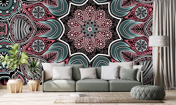Carta da parati – Mandala indiano con motivo floreale