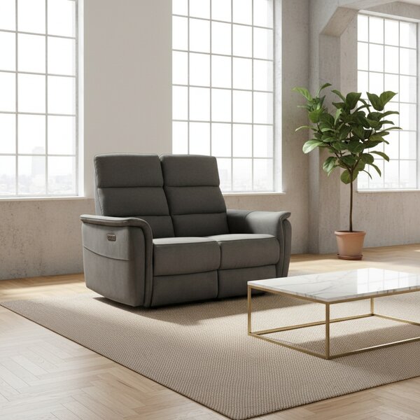 DecHome Divano 2 Posti Moderno in Tessuto Dimensioni 140x77x105 cm colore Grigio Scuro - Faber
