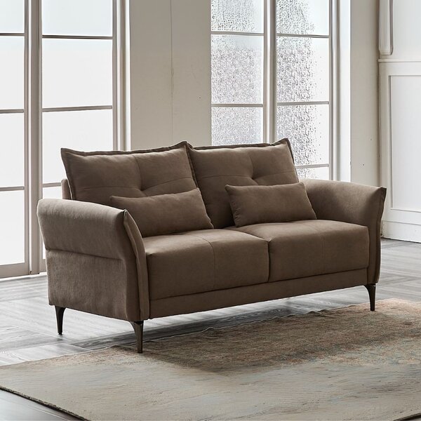 DecHome Divano 2 Posti Moderno in Tessuto Dimensioni 160x76x86 cm colore Beige - Nutmeg