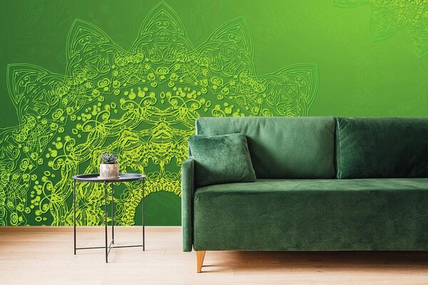 Carta da parati – Elementi moderni di Mandala in verde