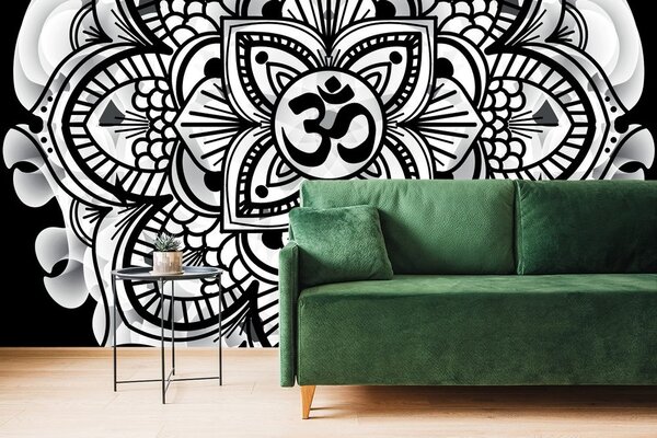 Carta da parati – Mandala della salute in bianco e nero