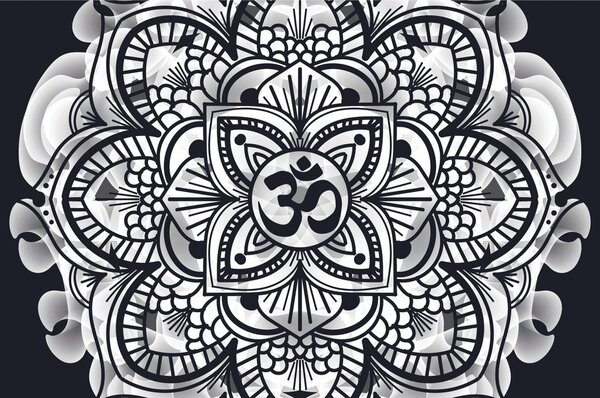 Carta da parati – Mandala della salute in bianco e nero