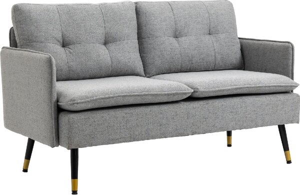 DecHome Divano 2 Posti Moderno in Tessuto effetto Lino Dimensioni 139x68x80 cm colore Grigio