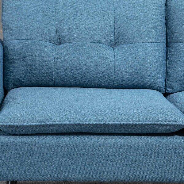 DecHome Divano 2 Posti Moderno in Tessuto effetto Lino Dimensioni 139x68x80 cm colore Blu Scuro
