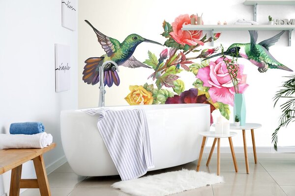 Carta da parati – Colibrì con fiori