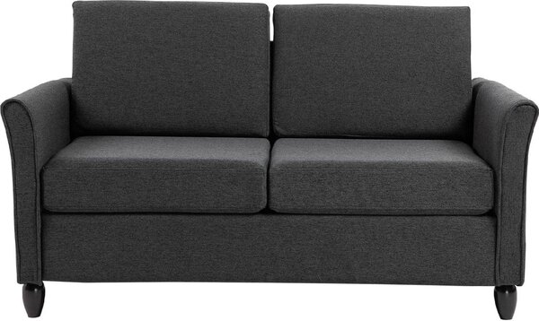 DecHome Divano 2 Posti Moderno in Tessuto effetto Lino Dimensioni 141x70x78 cm colore Grigio Scuro