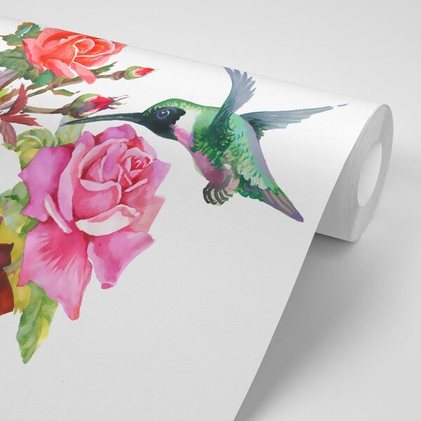 Carta da parati – Colibrì con fiori
