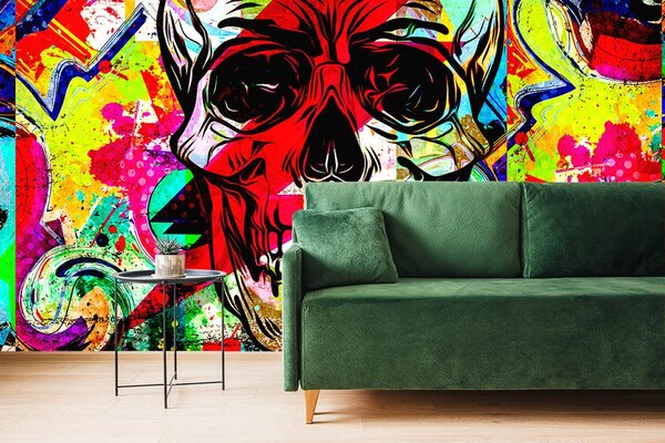 Carta da parati – Teschio in stile graffiti