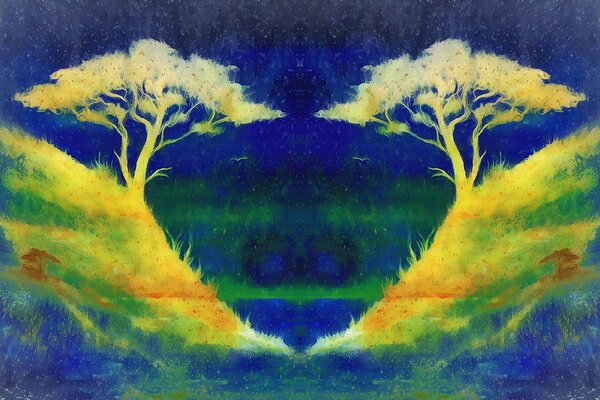 Carta da parati – Coppia di alberi magica