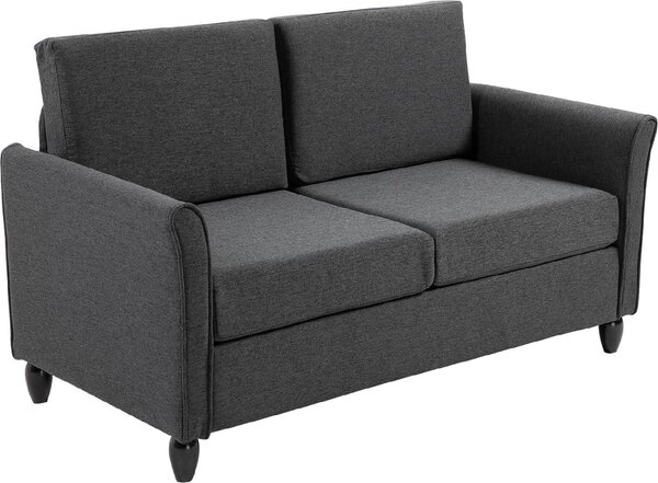 DecHome Divano 2 Posti Moderno in Tessuto effetto Lino Dimensioni 141x70x78 cm colore Grigio Scuro