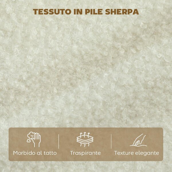 DecHome Divano 2 Posti Moderno in Tessuto Sherpa Dimensioni 137x69x82 cm colore Crema