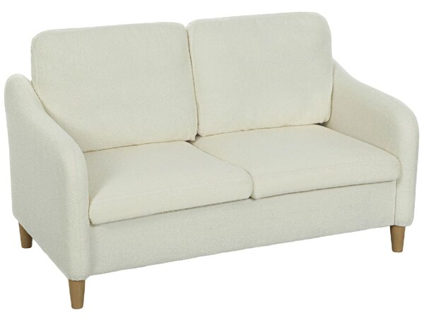 DecHome Divano 2 Posti Moderno in Tessuto Sherpa Dimensioni 137x69x82 cm colore Crema