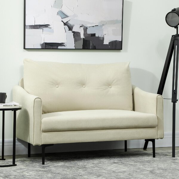 DecHome Divano 2 Posti Moderno in Velluto Dimensioni 124x73x92 cm colore Bianco Crema