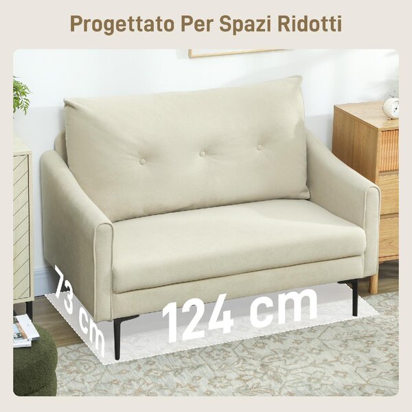 DecHome Divano 2 Posti Moderno in Velluto Dimensioni 124x73x92 cm colore Bianco Crema