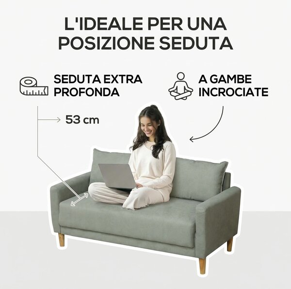 DecHome Divano 2 Posti Moderno in Velluto Dimensioni 140x72x82 cm colore Grigio