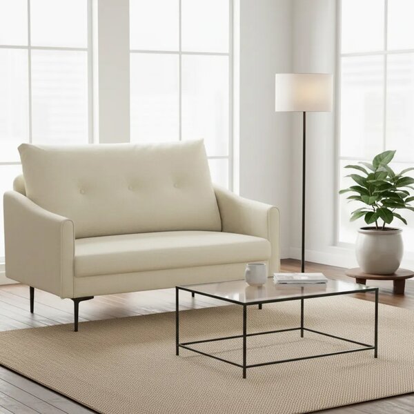 DecHome Divano 2 Posti Moderno in Velluto Dimensioni 124x73x92 cm colore Bianco Crema