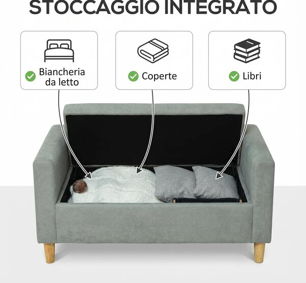 DecHome Divano 2 Posti Moderno in Velluto Dimensioni 140x72x82 cm colore Grigio