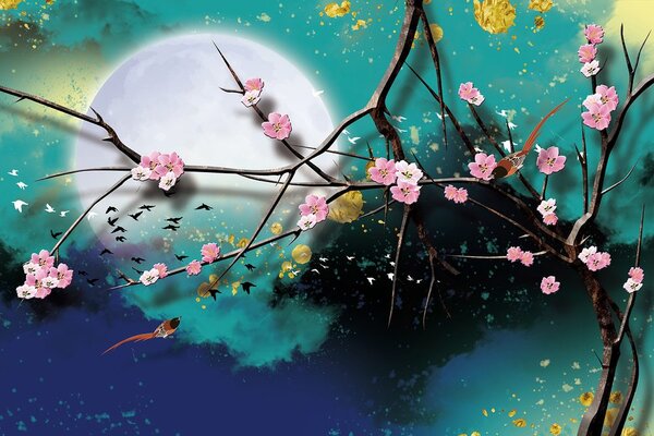 Carta da parati – Rami d'albero magici