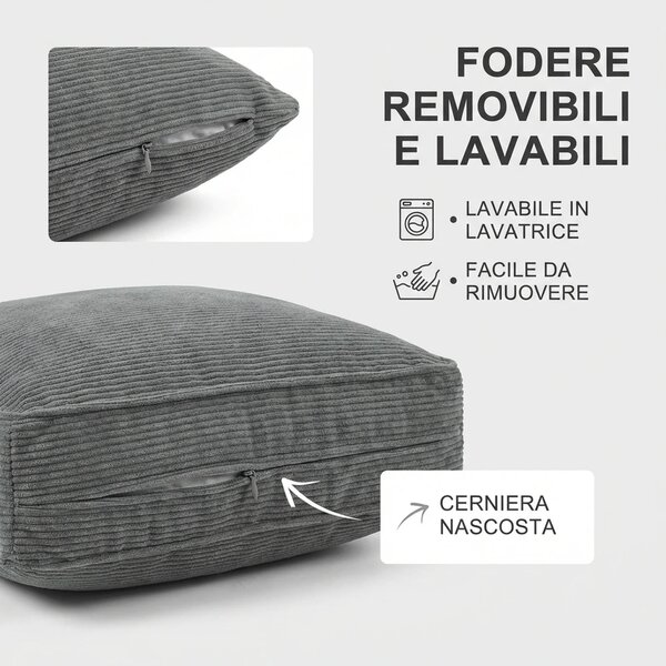 DecHome Divano 2 Posti Moderno Vano Contenitore in Velluto Dimensioni 140x63x79 cm colore Grigio