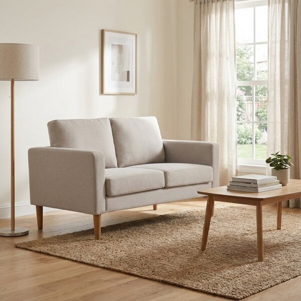 DecHome Divano 2 Posti Scandinavo in Tessuto Dimensioni 124x73x82 cm colore Beige - Santa Fe