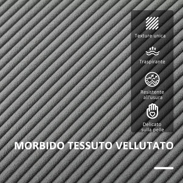 DecHome Divano 2 Posti Moderno Vano Contenitore in Velluto Dimensioni 140x63x79 cm colore Grigio