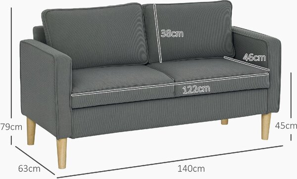 DecHome Divano 2 Posti Moderno Vano Contenitore in Velluto Dimensioni 140x63x79 cm colore Grigio