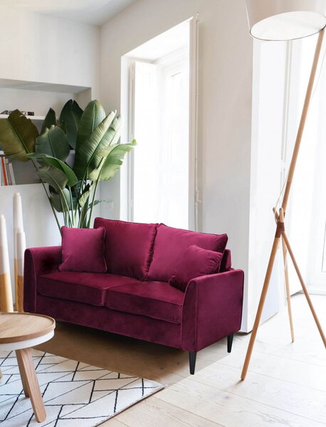 DecHome Divano 2 Posti Moderno in Velluto Dimensioni 152x81x89 cm colore Rosso - Chandler