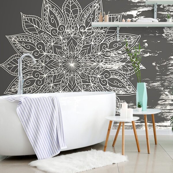Carta da parati – Texture Mandala in bianco e nero
