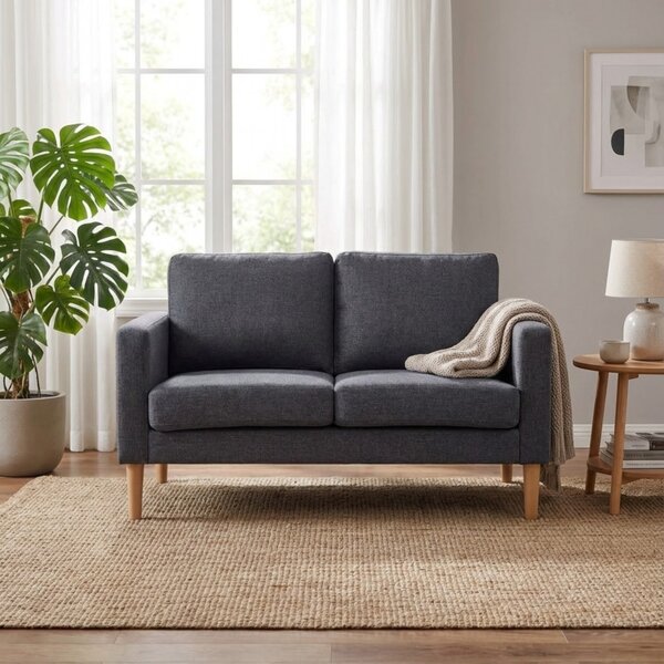 DecHome Divano 2 Posti Scandinavo in Tessuto Dimensioni 124x73x82 cm colore Grigio Scuro - Santa Fe