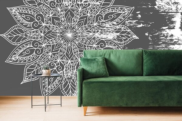 Carta da parati – Texture Mandala in bianco e nero