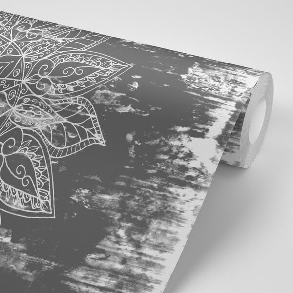 Carta da parati – Texture Mandala in bianco e nero