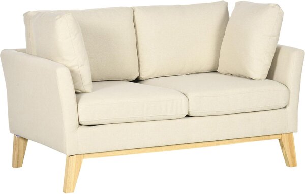 DecHome Divano 2 Posti Scandinavo in Tessuto effetto Lino Dimensioni 137x78x78 cm colore Beige