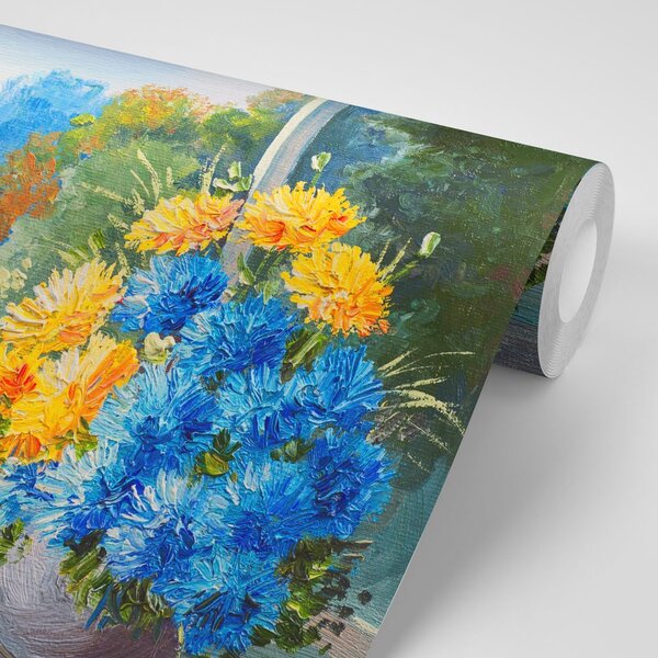 Carta da parati – Bouquet primaverile alla finestra